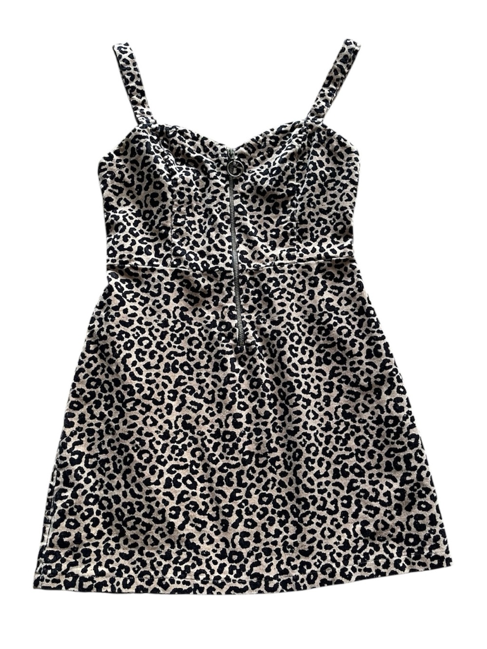Wild Fable Leopard Grunge Y2K Print Front-Zip Overall Mini Dress - Size SMALL